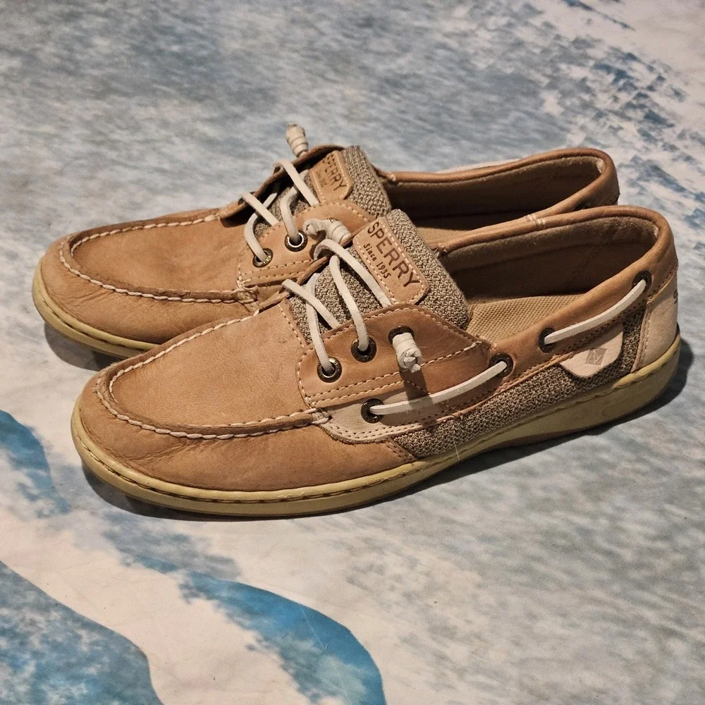 Sperry Top-Sider Women's Size 9 Tan Leather Boat Shoes Deck Shoes STS97405